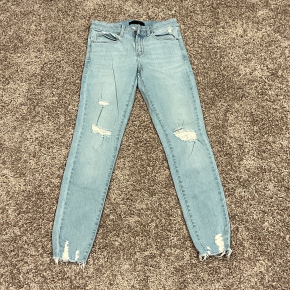 Uniqlo Blue Ankle Cropped Jeans with Distressed Details, Size 24 - Picture 3 of 9